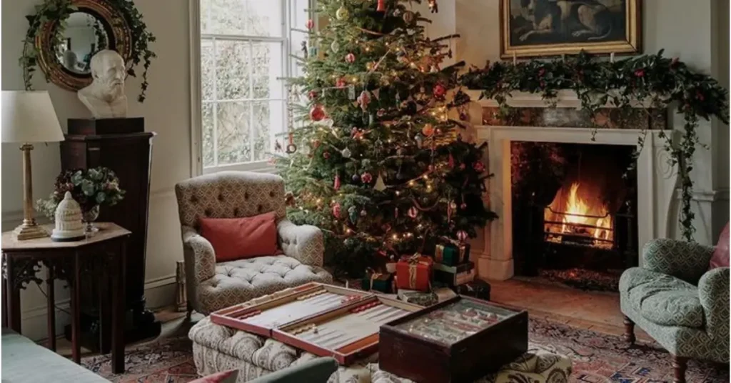 Vintage Christmas Living room with vintage armchair