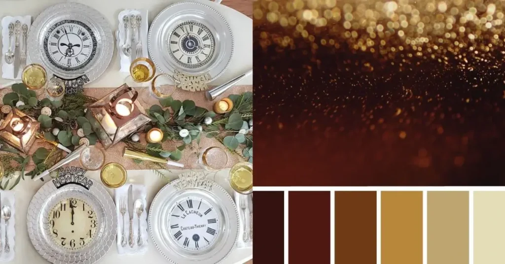 Vintage New Years Eve Decor -Dining Table and Color-Palette for new years eve