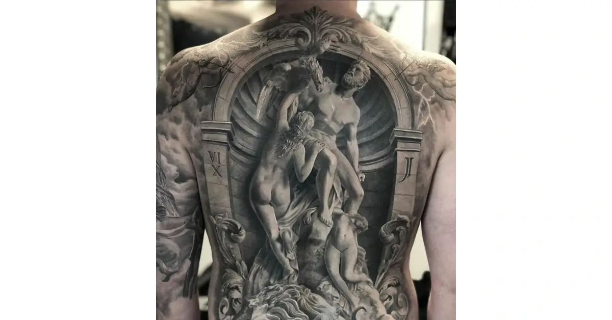 Black and grey realism vintage tattoo religious over the whole back https www.pinterest.de pin 1032098439577704017
