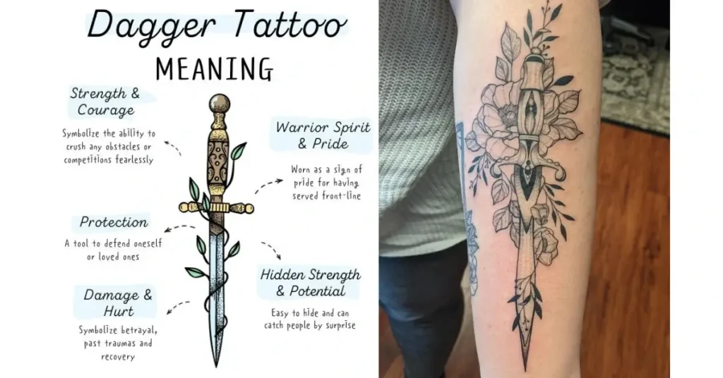 Daggers Vintage Tattoos meaning and example on a arm