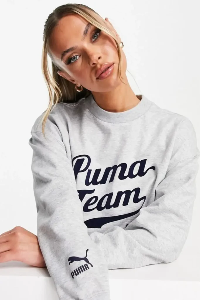 Vintage PUMA sweatshirt from 90s in grey color