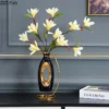 Modern Black Hollow Gilded Vases Living Room Porch Dining Table Flower Arrangement Decor Art Exquisite Ceramic