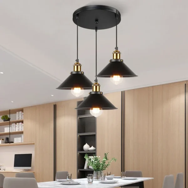 Vintage Chandelier Industrial Retro Loft 3 Heads Hanging Light Highquality Black Gold Pendant Lamp Creative Indoor 1