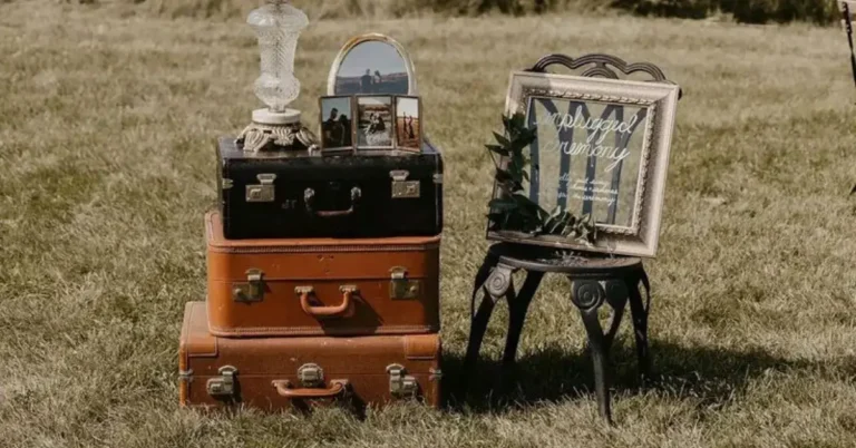 Vintage Suitcases as wedding decor or the grass