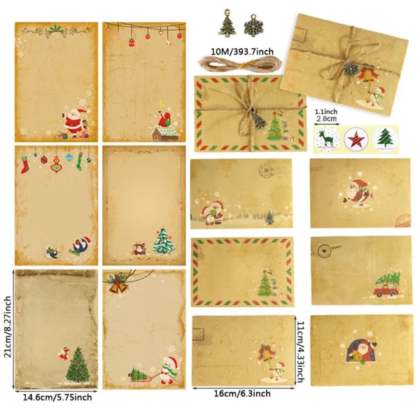 kf S07770a8f0745481f8a351955c32b2878P Vintage Christmas Kraft Letter Santa Claus Snowman Gift Envelopes Decor Xmas Party DIY Invitation Greeting Cards