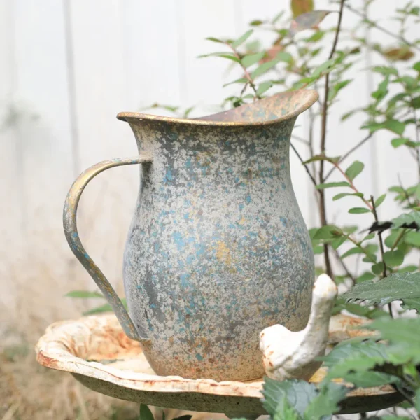 kf S4702a015f7794f51bfcde1637faa4dcf0 Rustic Shabby Chic Vase Vintage Galvanized Flower Vase Metal Vintage Vase French Style Farmhouse Decorative Pitcher