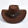 kf S50f9e9e02e8d4913945cffe9bcf69b28r New Artificial Suede Western Cowboy Hats Vintage Big edge Gentleman Cowgirl Jazz Hat Holidays Party Cosplay