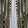 kf S5ec7bcabf90049a6af8000d791a21bacl Vintage European Style Palace Luxurious Olive Green Velvet Curtains for Living Room Bedroom Villa Home Decoration