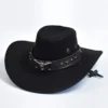 kf S64836048d23244608d5437befc8aef95J New Artificial Suede Western Cowboy Hats Vintage Big edge Gentleman Cowgirl Jazz Hat Holidays Party Cosplay