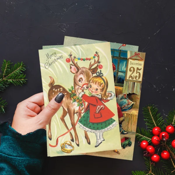 kf S86efec181e3248b88f601c359f8d45c6Q 12 24pcs Retro Christmas Postcards Santa Claus Vintage Christmas Greeting Cards Blank Christmas greeting Gift for