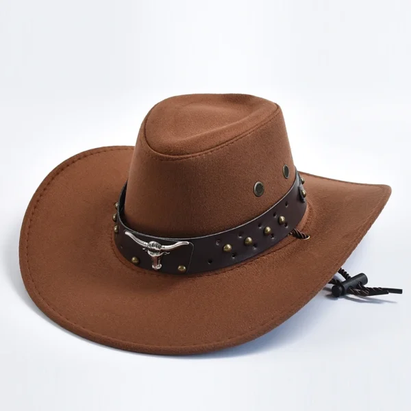 kf S992aede87a444d5fa3d67fcce785d447c New Artificial Suede Western Cowboy Hats Vintage Big edge Gentleman Cowgirl Jazz Hat Holidays Party Cosplay