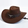 kf Sbba2488ef01f4b19b98d5234baa627d23 New Artificial Suede Western Cowboy Hats Vintage Big edge Gentleman Cowgirl Jazz Hat Holidays Party Cosplay