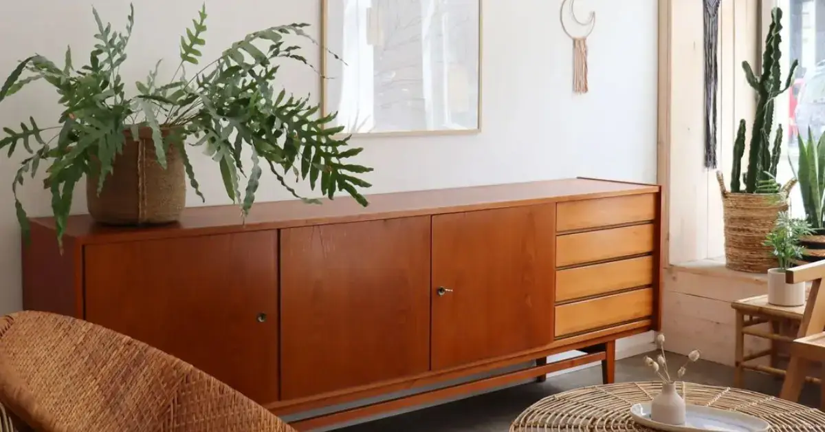 Vintage Home Styles with a vintage sideboard in a bright room