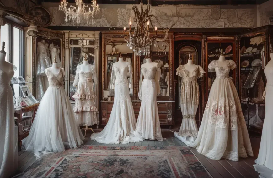 Collection of vintage wedding dresses